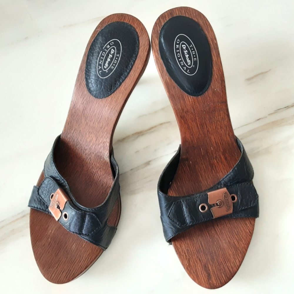 Dr. Scholl's Black and Brown Heeled Sandals